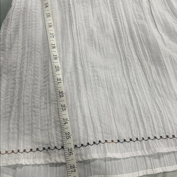 Mystique Boutique White Blouse with Black and Orange Embroidery size L boho - Picture 10 of 11